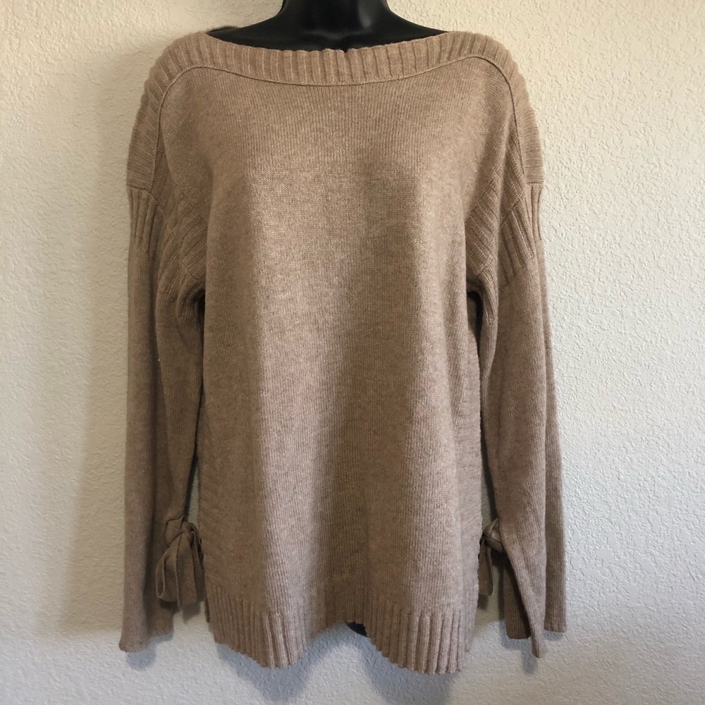 Lucky Brand Light Brown Bow-Cuff Pullover Size S
